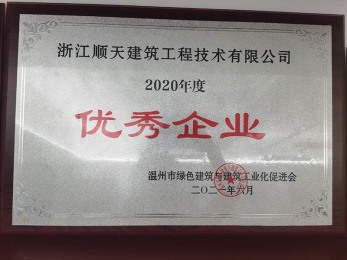 2020优秀企业证书